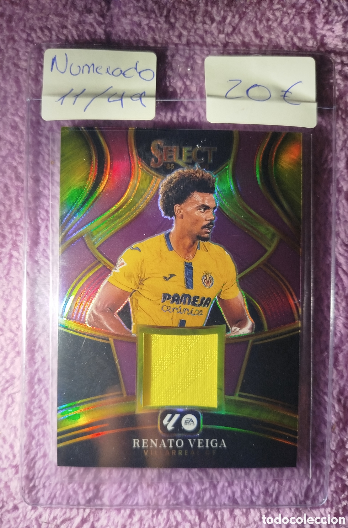 Cromos de F&uacute;tbol: Cromo de Renato Veiga. Con parche de la camiseta, Numerada 11/49