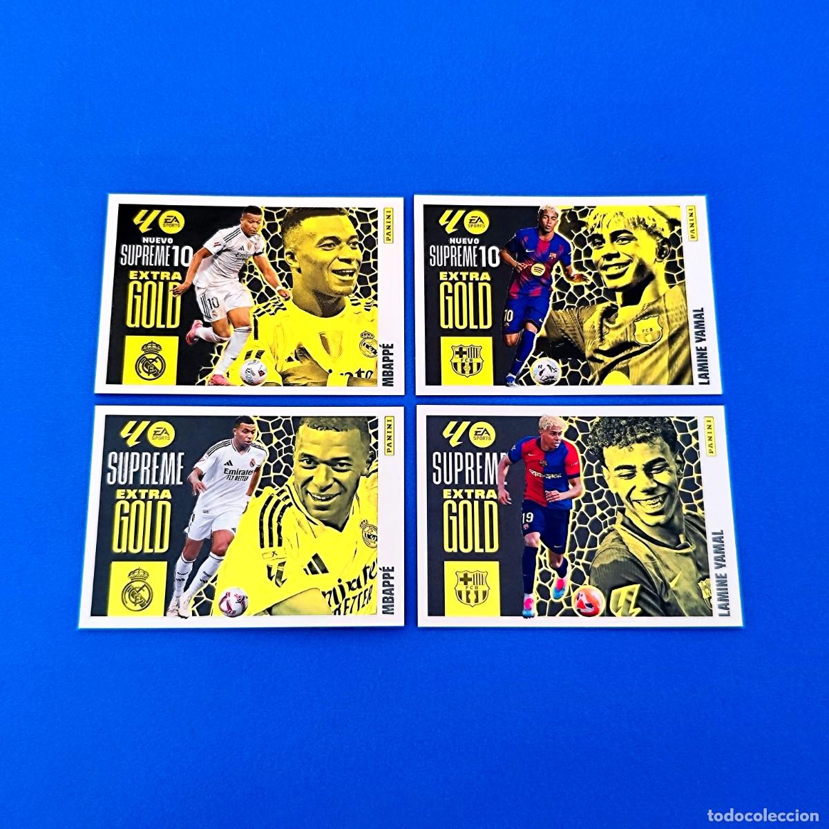 Cromos de F&uacute;tbol: Este 2025 2026 / 25 26 Extra Gold Supreme y Supreme 10 Mbapp&eacute; Real Madrid Lamine Yamal Barcelona
