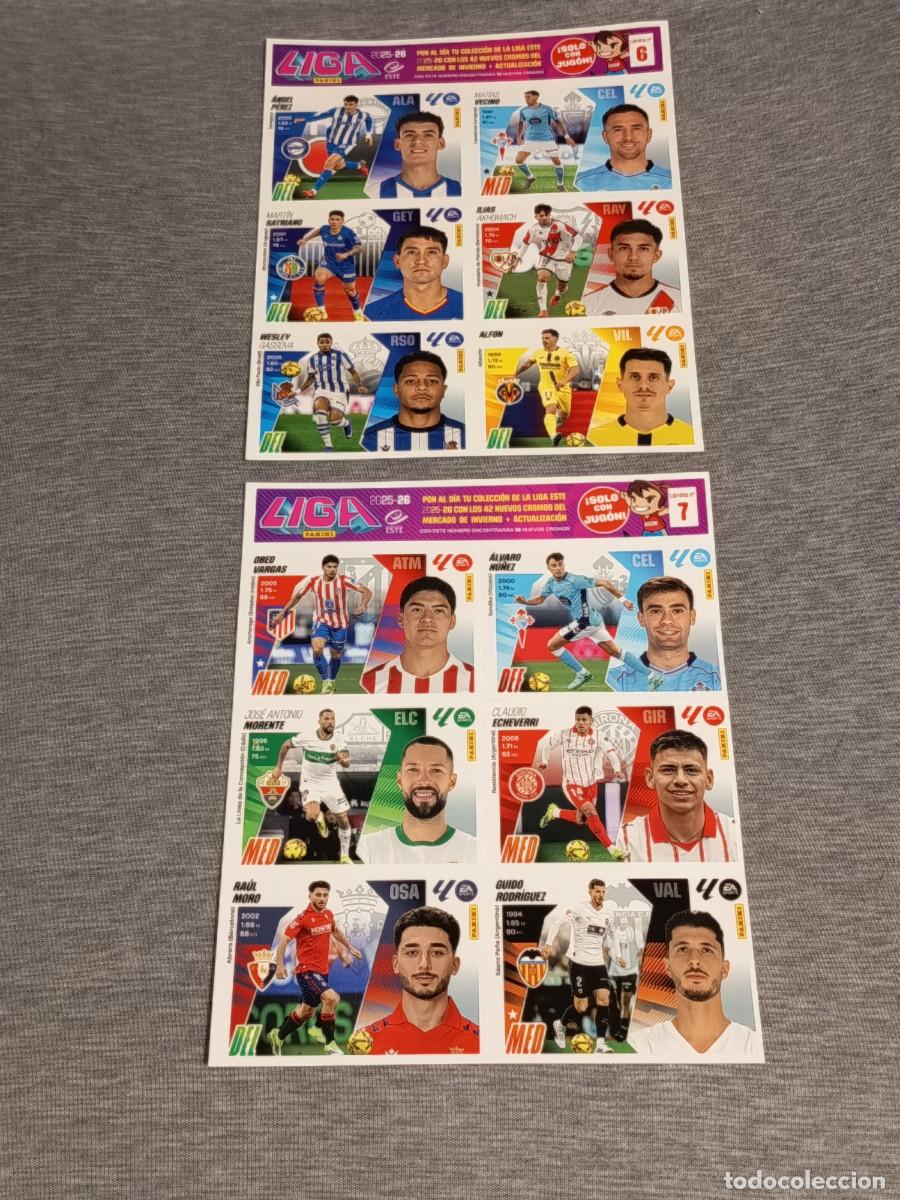 Cromos de F&uacute;tbol: Liga este 25 26 Panini LOTE LAMINAS 6 Y 7 MERCADO DE INVIERNO + ACTUALIZACION