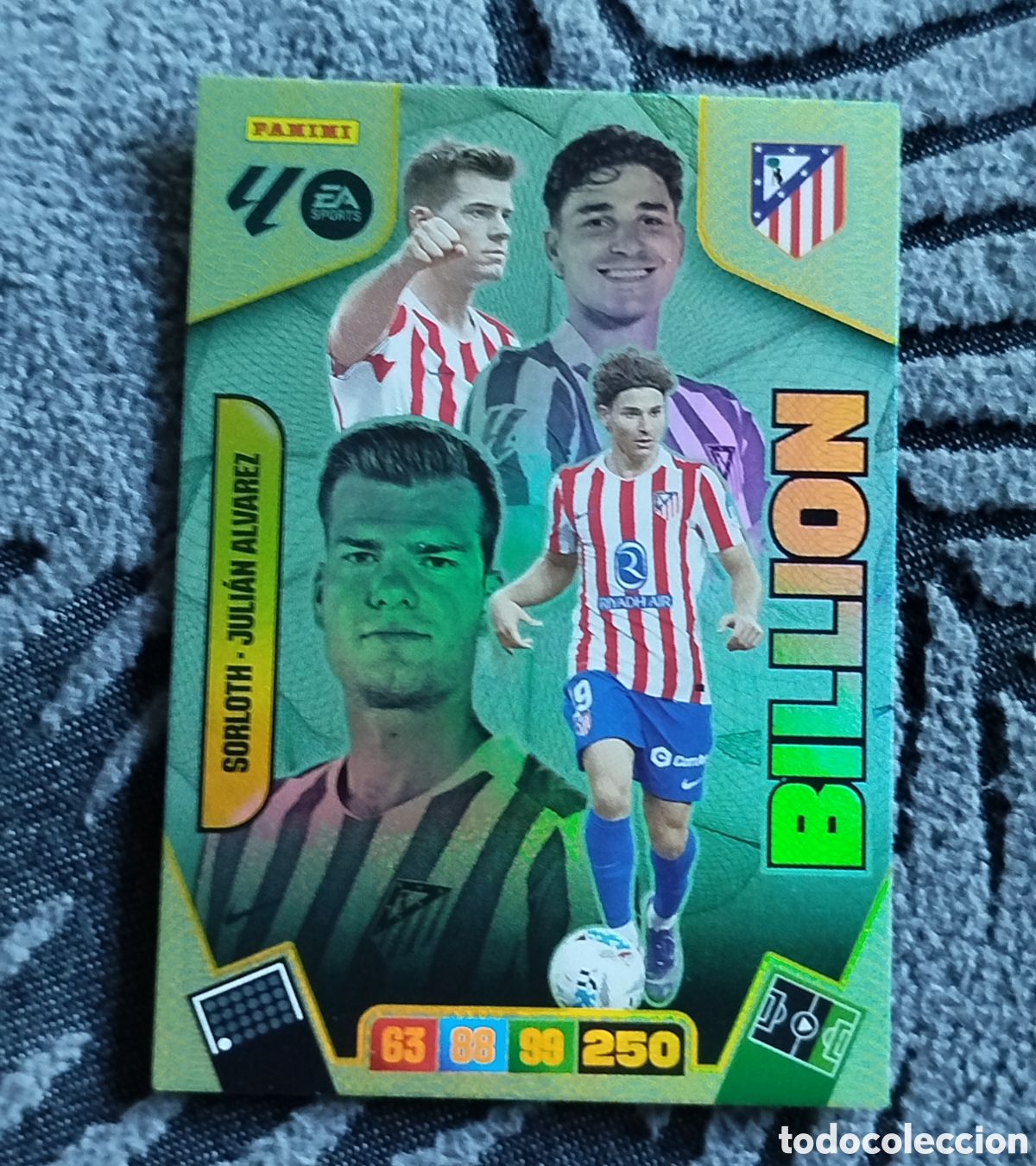 Cromos de F&uacute;tbol: BILLION ADRENALYN XL 2025 2026 PANINI JULIAN ALVAREZ SORLOTH ATLETICO MADRID MOMENTUM CROMO CARD