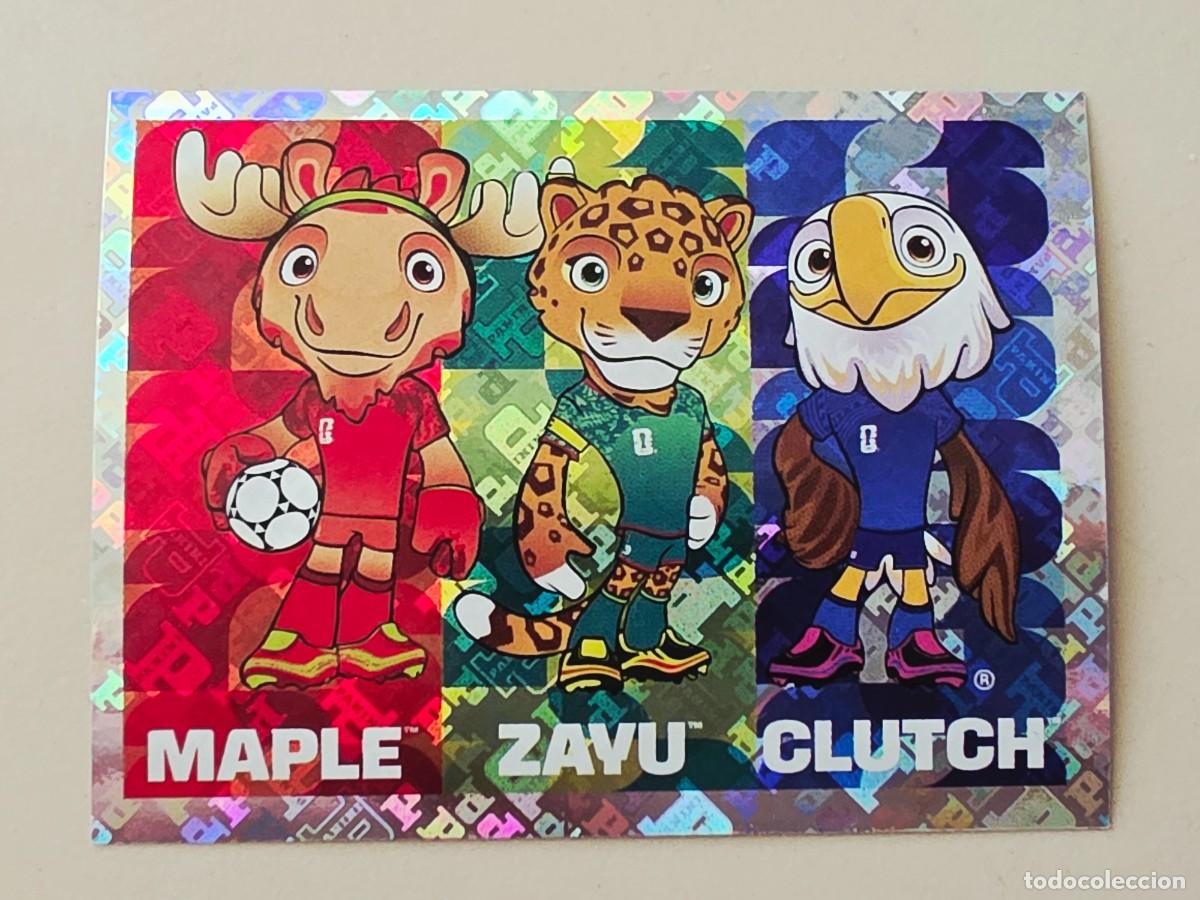 Cromos de F&uacute;tbol: FWC 3 Mascotas Maple, Zayu, Clutch, Panini FIFA World Cup Mundial 2026 Sticker