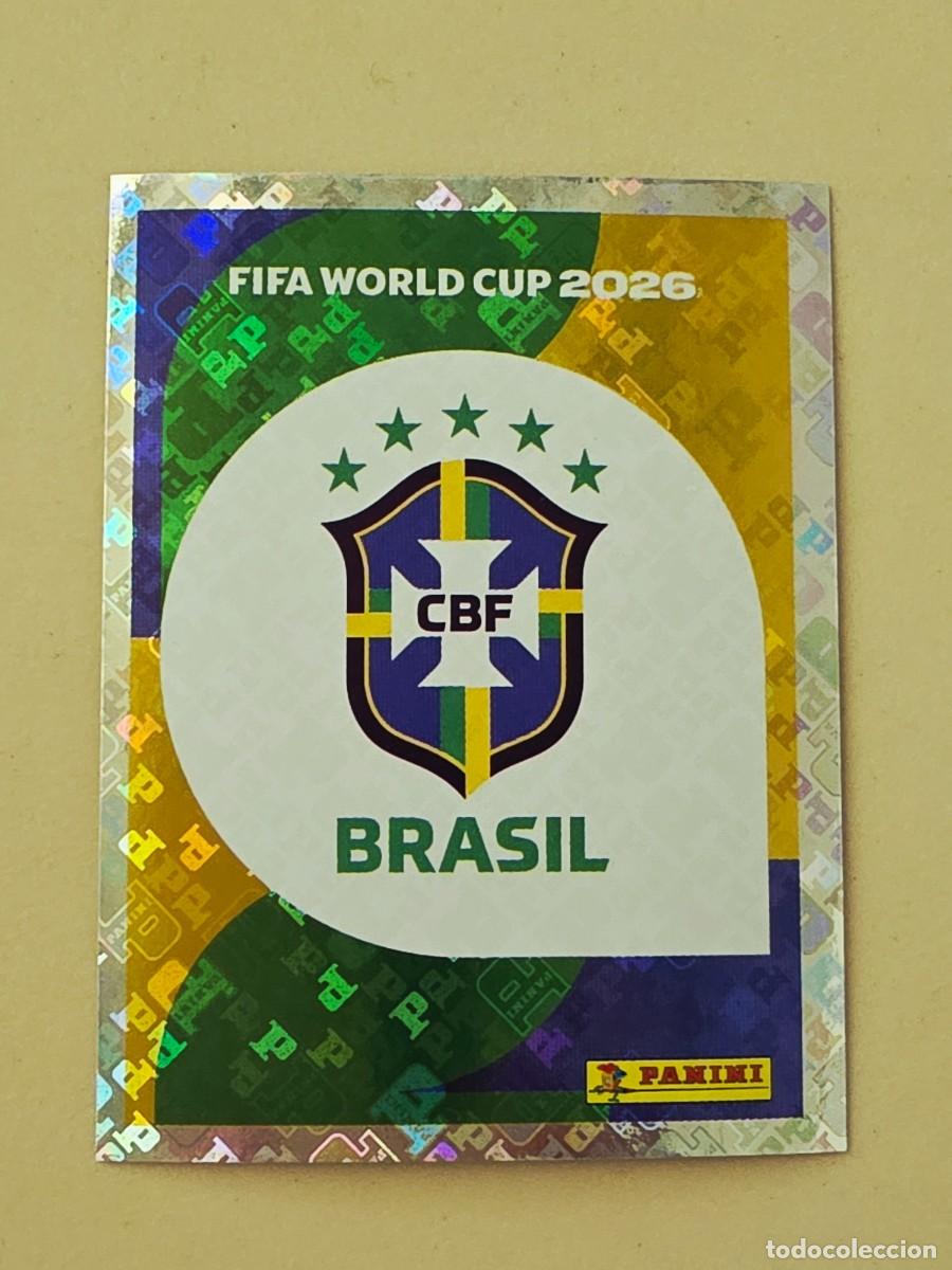 Cromos de F&uacute;tbol: BRA 1 Escudo logo emblema Brasil, Panini FIFA World Cup Mundial 2026 Sticker