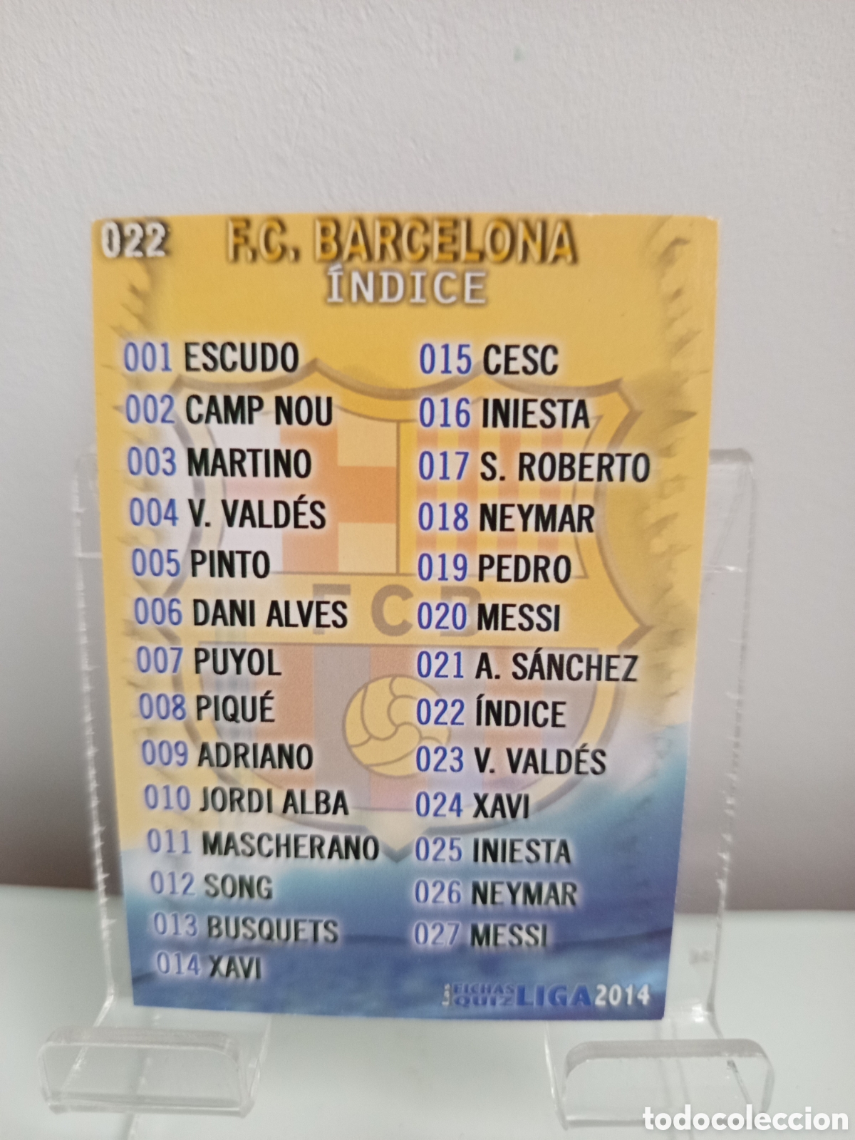 Figurine di Calcio: ❇️ CROMO CARD ⚽ &Iacute;NDICE BARCELONA 22 FICHAS LIGA QUIZ GAME 2014 13 14 2013 2014 MUNDICROMO ❇️