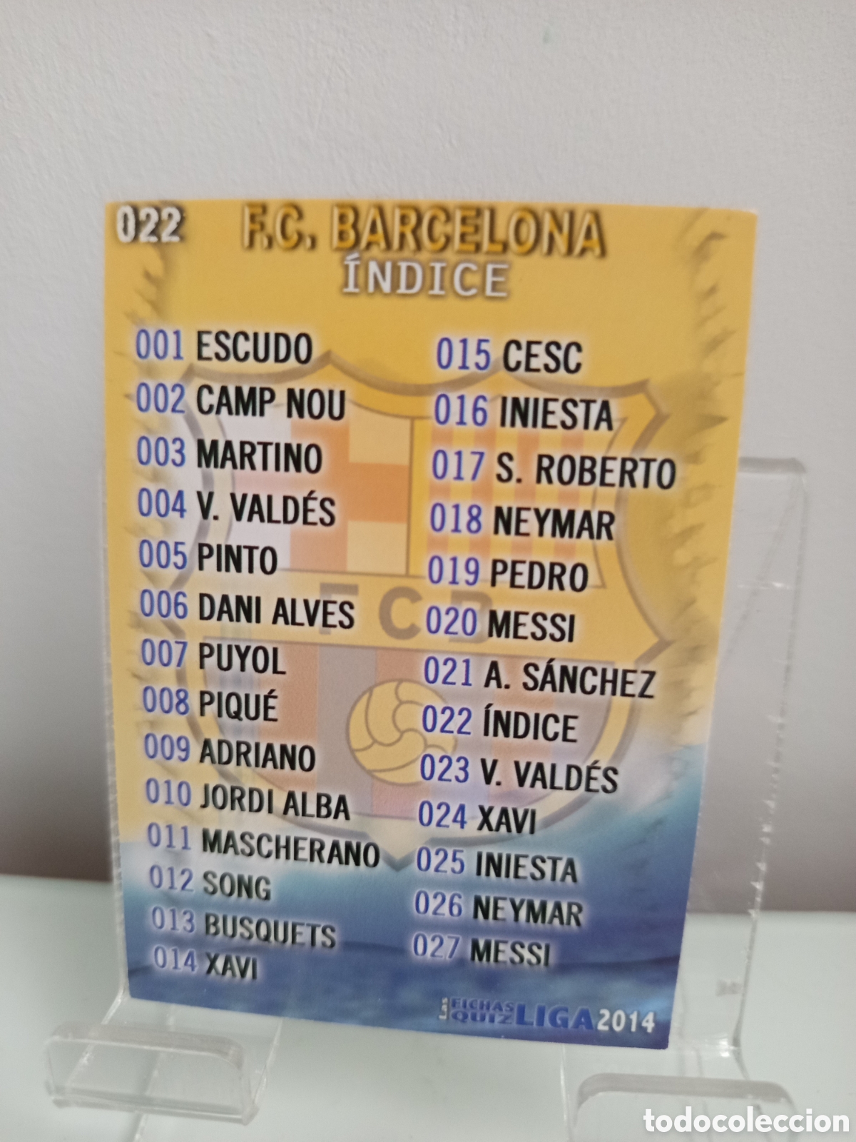 Figurine di Calcio: ❇️ CROMO CARD ⚽ &Iacute;NDICE BARCELONA 22 FICHAS LIGA QUIZ GAME 2014 13 14 2013 2014 MUNDICROMO ❇️