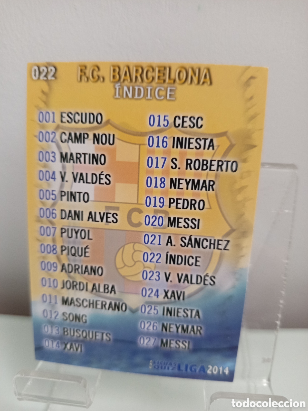 Figurine di Calcio: ❇️ CROMO CARD ⚽ &Iacute;NDICE BARCELONA 22 FICHAS LIGA QUIZ GAME 2014 13 14 2013 2014 MUNDICROMO ❇️