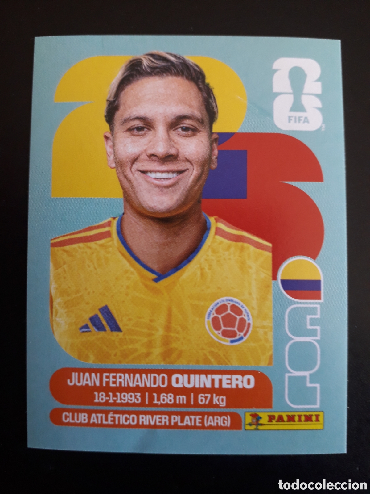 Cromos de F&uacute;tbol: QUINTERO COLOMBIA COL 15 MUNDIAL F&Uacute;TBOL 2026 FIFA WORLD CUP PANINI SIN PEGAR PEDIDO M&Iacute;NIMO 3&euro;