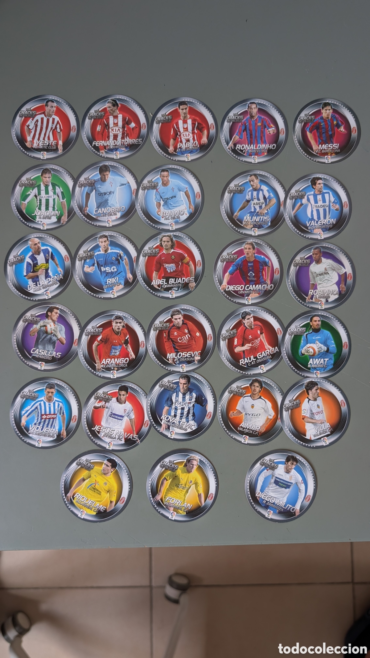 Cromos de F&uacute;tbol: LOTE SET COMPLETO 28 CROMOS NOCILLA LIGA ESTE 2006/07 06 07 NUNCA PEGADOS INCLUYE MESSI