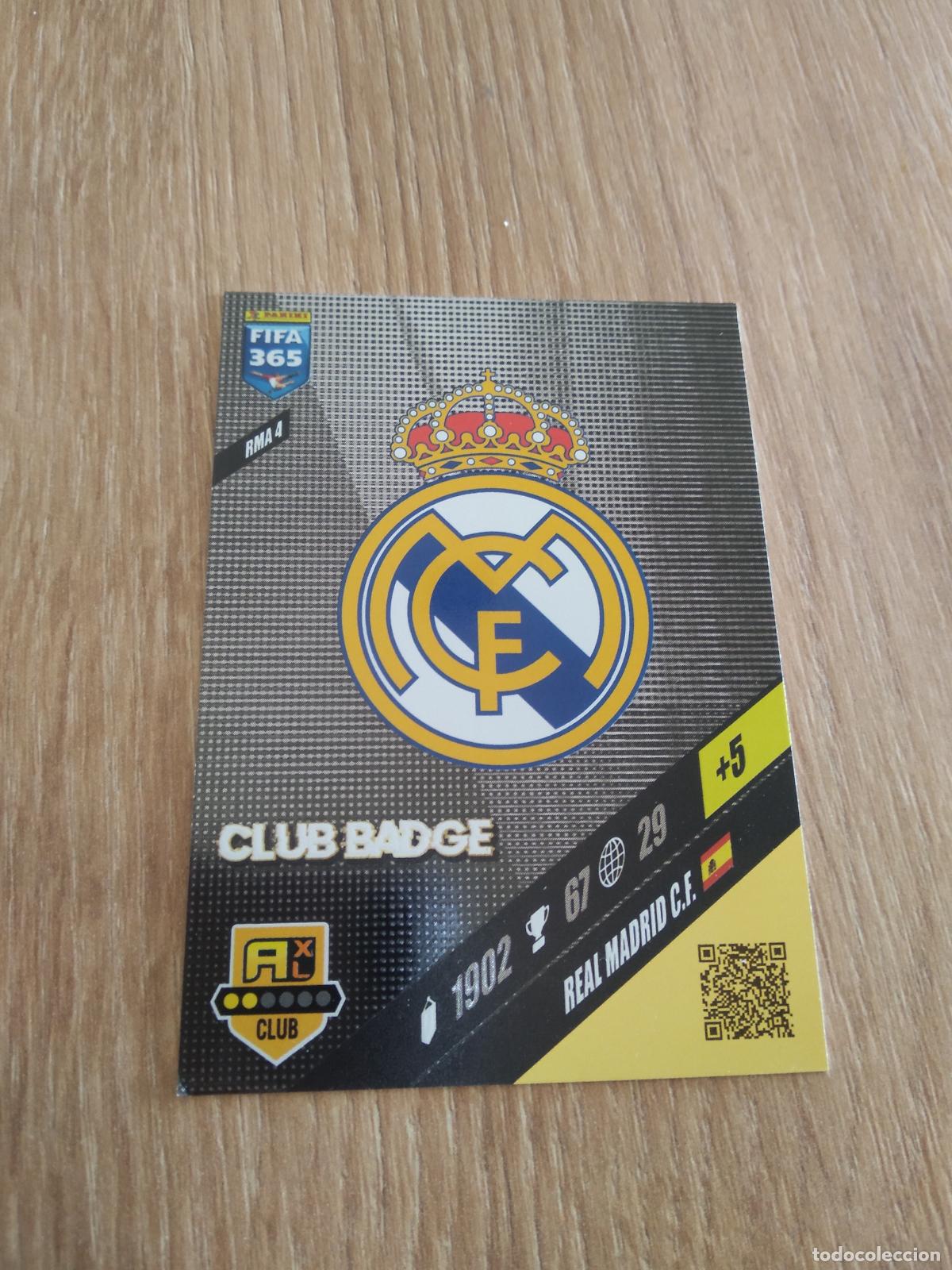 Cromos de F&uacute;tbol: RMA 4 ESCUDO REAL MADRID CROMO FUTBOL PANINI ADRENALYN 23-24 FIFA 365 2023-2024