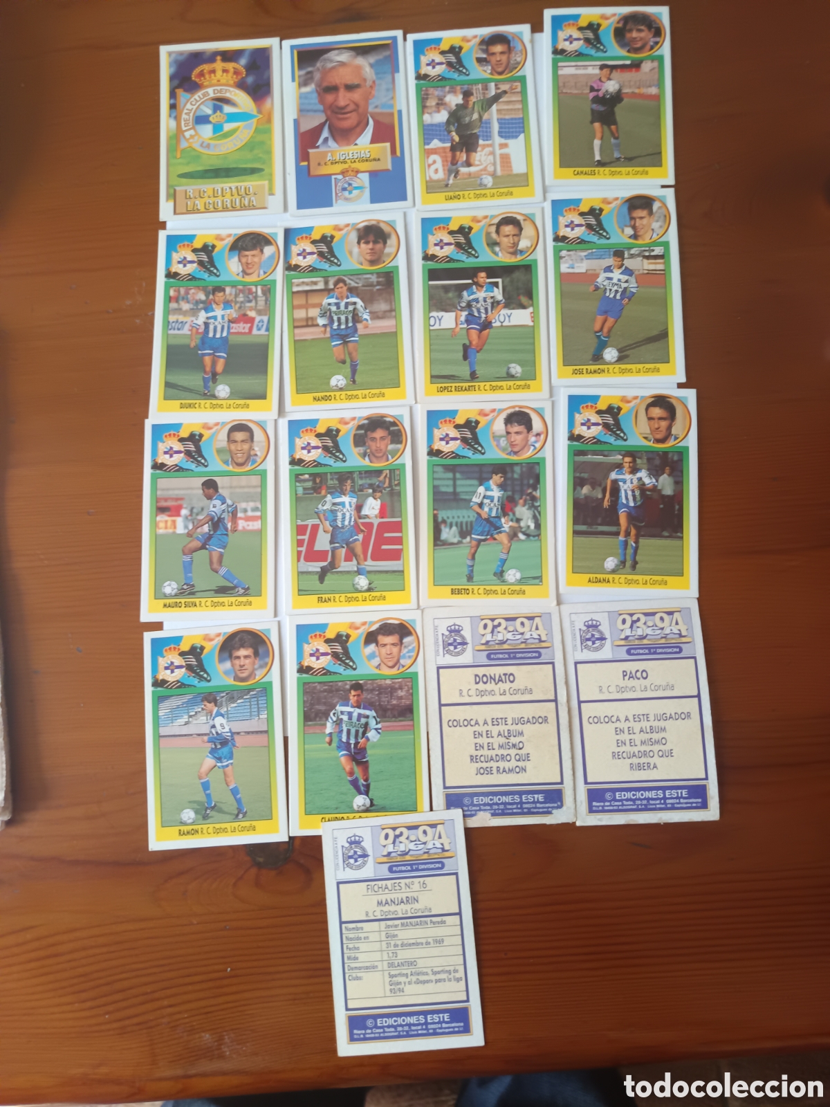 Cromos de F&uacute;tbol: CORU&Ntilde;A CROMOS 93-94,con COLOCAS y fichaje