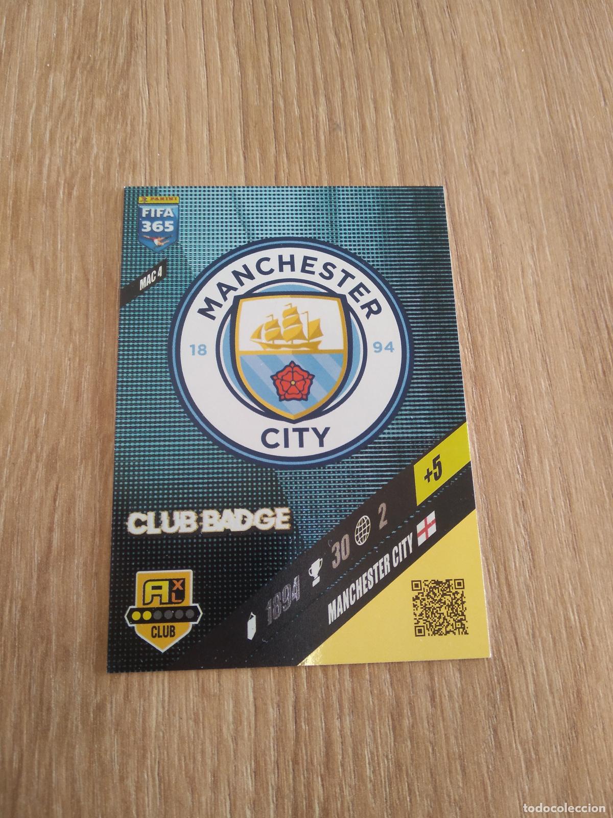 Cromos de F&uacute;tbol: MAC 4 ESCUDO MANCHESTER CITY CROMO FUTBOL PANINI ADRENALYN 23-24 FIFA 365 2023-2024
