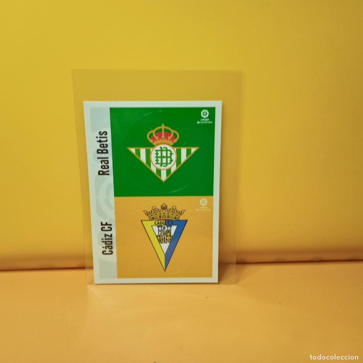 Cromos de F&uacute;tbol: EDICIONES ESTE 2020 2021 20 21 ESCUDOS REAL BETIS - CADIZ CF