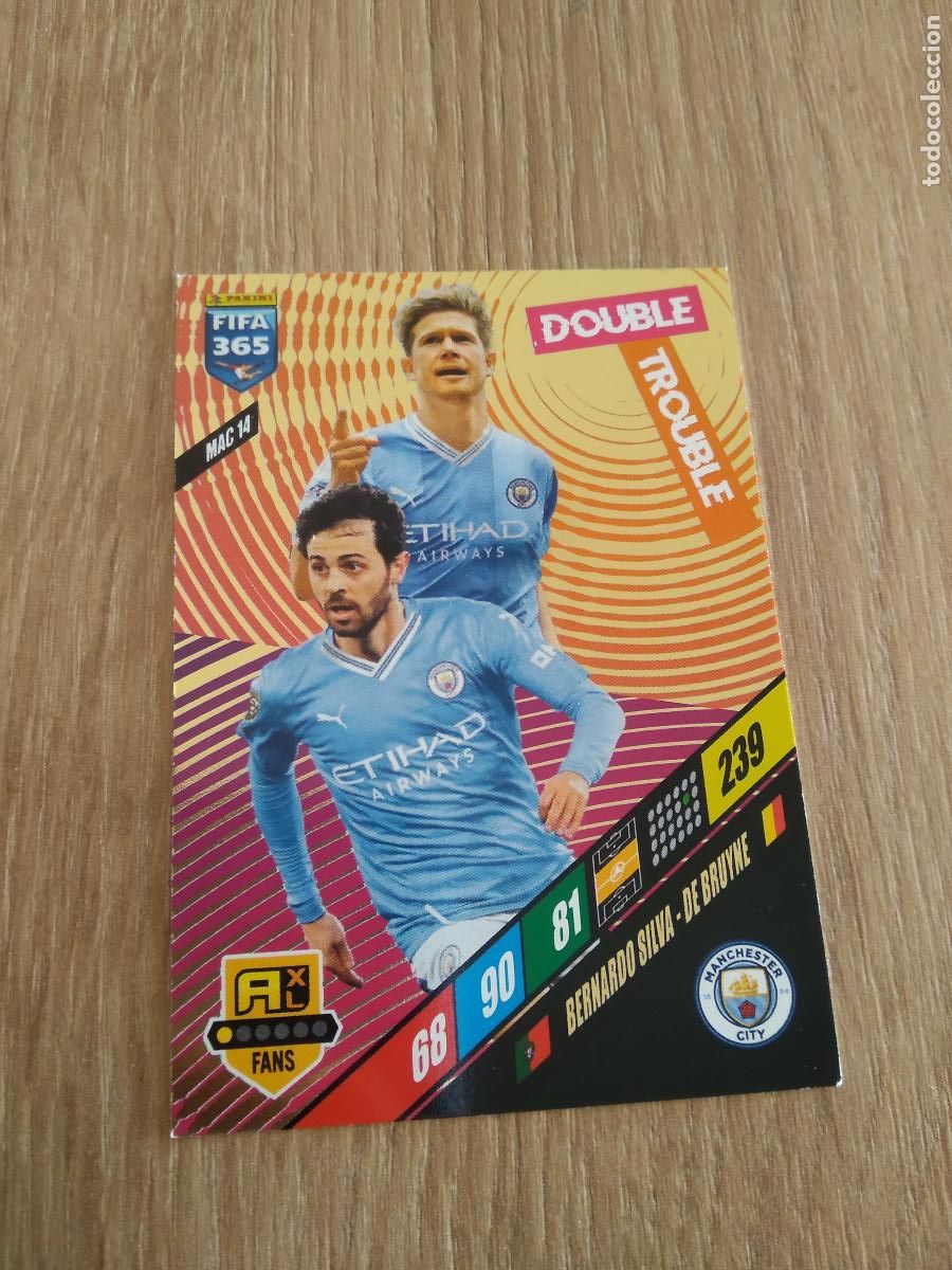 Cromos de F&uacute;tbol: MAC 14 BERNARDO SILVA DE BRUYNE NMANCHESTER CROMO FUTBOL PANINI ADRENALYN 23-24 FIFA 365 2023-2024