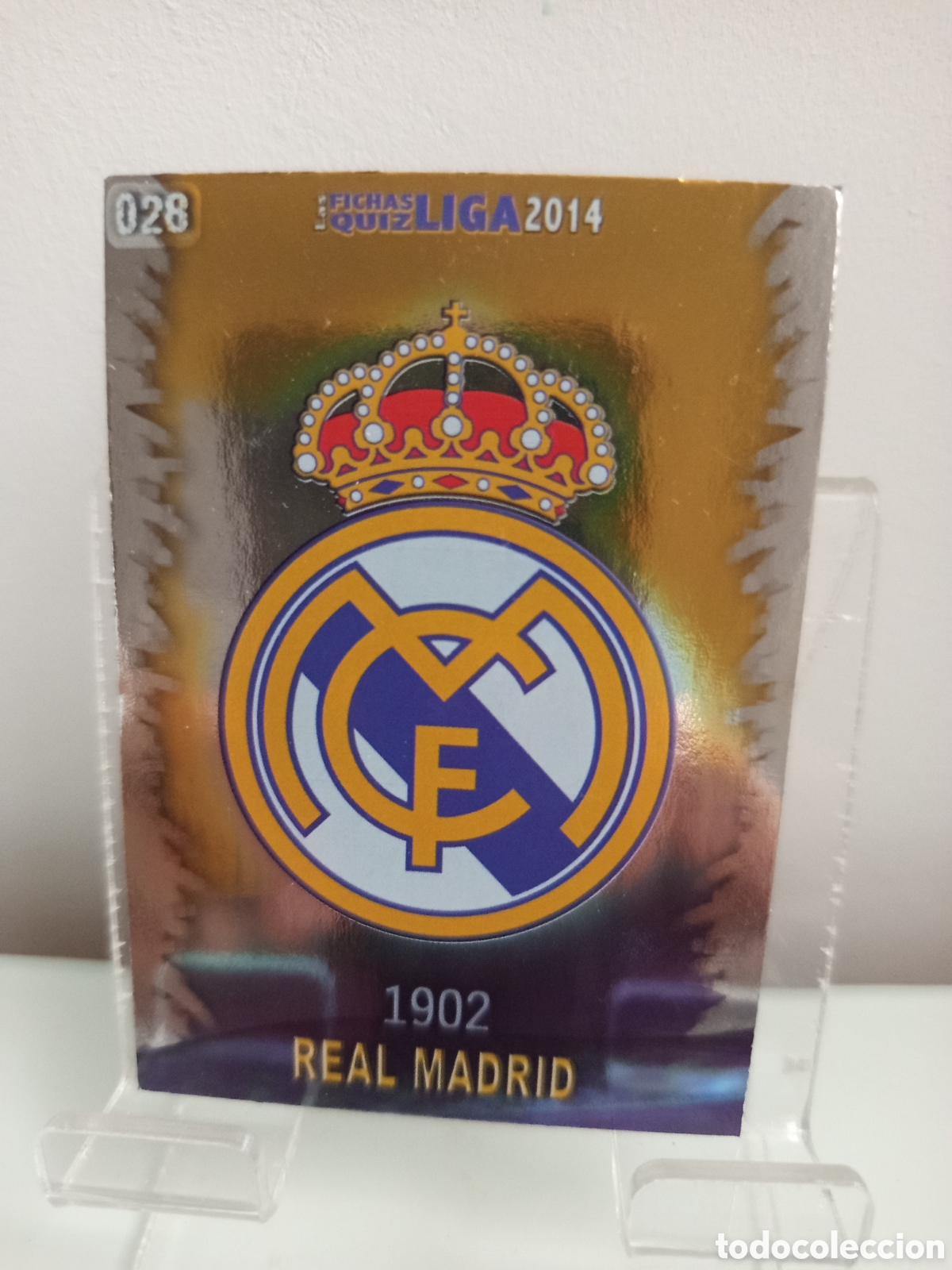 Football Stickers: ❇️ CROMO CARD ⚽ ESCUDO REAL MADRID 28 FICHAS LIGA QUIZ GAME 2014 13 14 2013 2014 MUNDICROMO ❇️