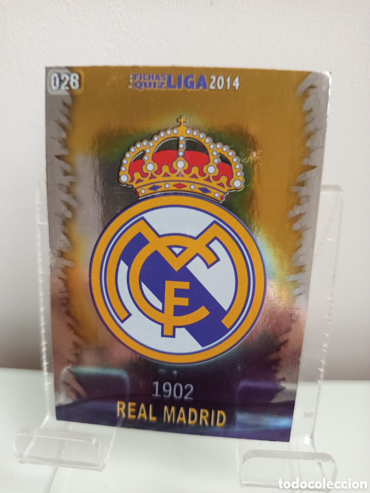 Football Stickers: ❇️ CROMO CARD ⚽ ESCUDO REAL MADRID 28 FICHAS LIGA QUIZ GAME 2014 13 14 2013 2014 MUNDICROMO ❇️