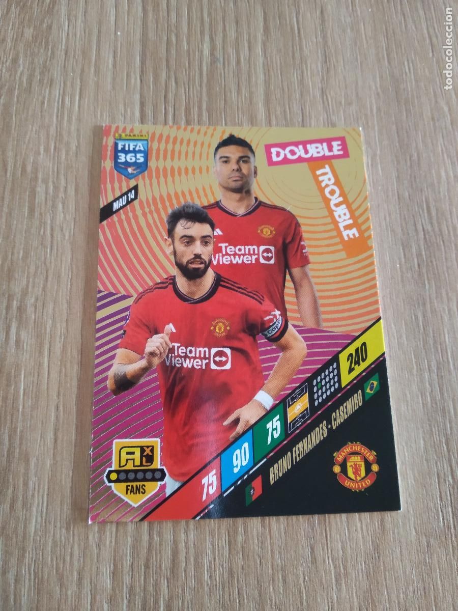 Cromos de F&uacute;tbol: MAU 14 BRUNO FERNANDES CASEMIRO MANCHESTER CROMO FUTBOL PANINI ADRENALYN 23-24 FIFA 365 2023-2024