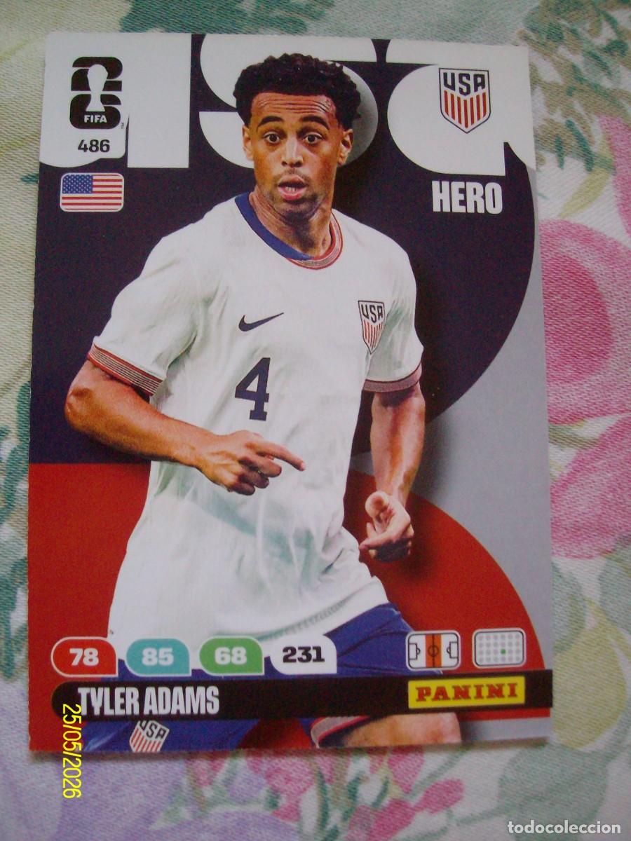 Cromos de F&uacute;tbol: TYLER ADAMS USA N&ordm; 486 FIFA WORLD CUP 2026 PANINI ADRENALYN XL