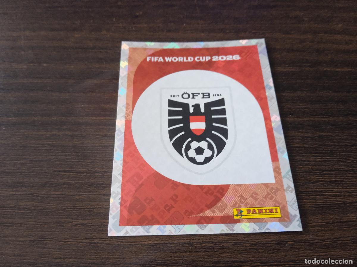 Cromos de F&uacute;tbol: Cromo Mundial Futbol 2026 Panini canada usa Mexico Austria escudo AUT 1