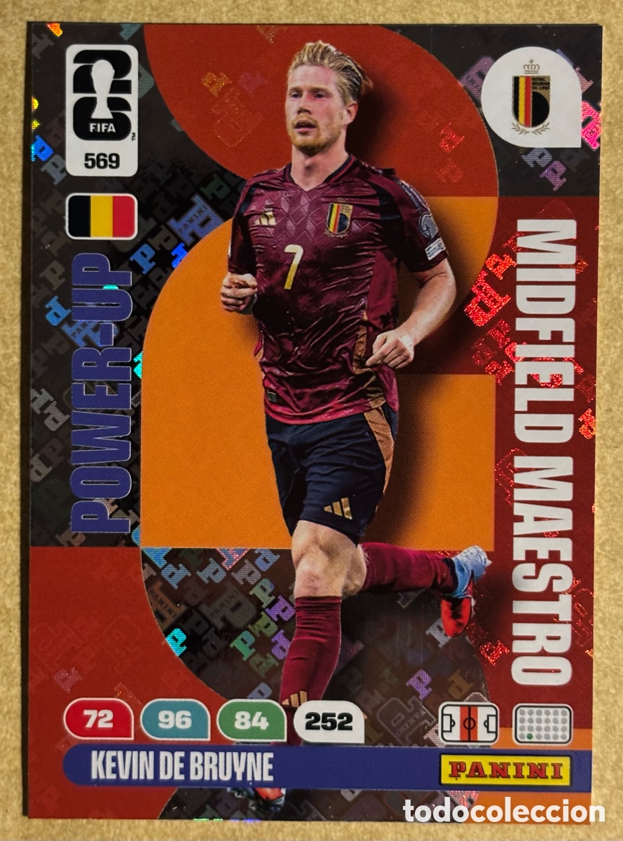Cromos de F&uacute;tbol: KEVIN DE BRUYNE (B&Eacute;LGICA). CARTA POWER-UP MIDFIELD MAESTRO PANINI ADRENALYN XL WORLD CUP 2026. #569