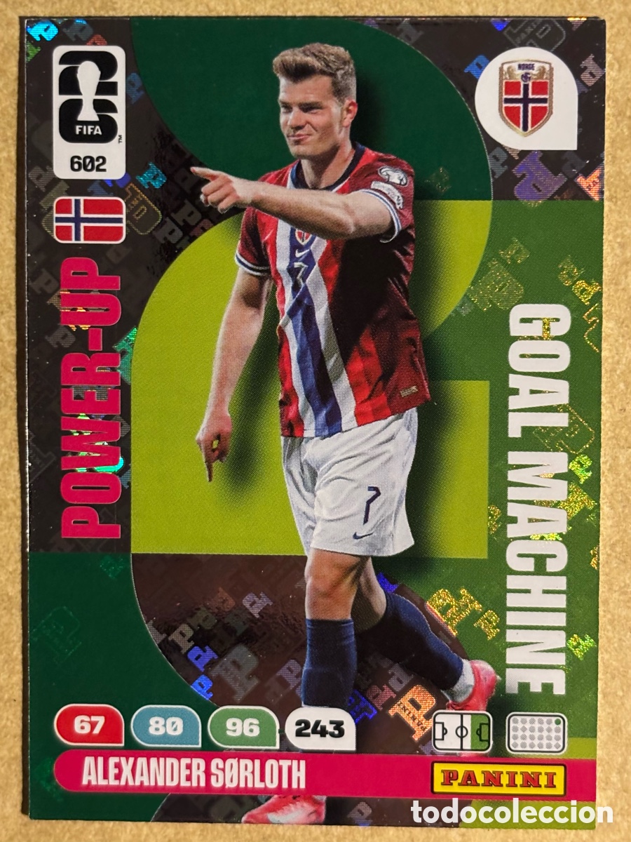 Cromos de F&uacute;tbol: ALEXANDER SORLOTH (NORUEGA). CARTA POWER-UP GOAL MACHINE PANINI ADRENALYN XL WORLD CUP 2026. #602