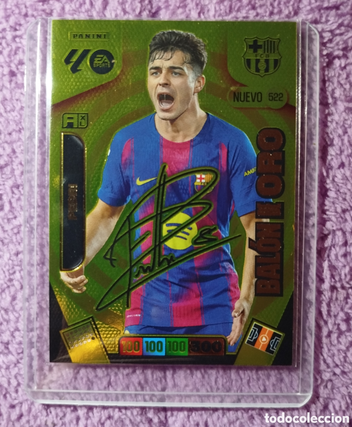 Cromos de F&uacute;tbol: Cromo de futbol. Pedri oro, firma digital