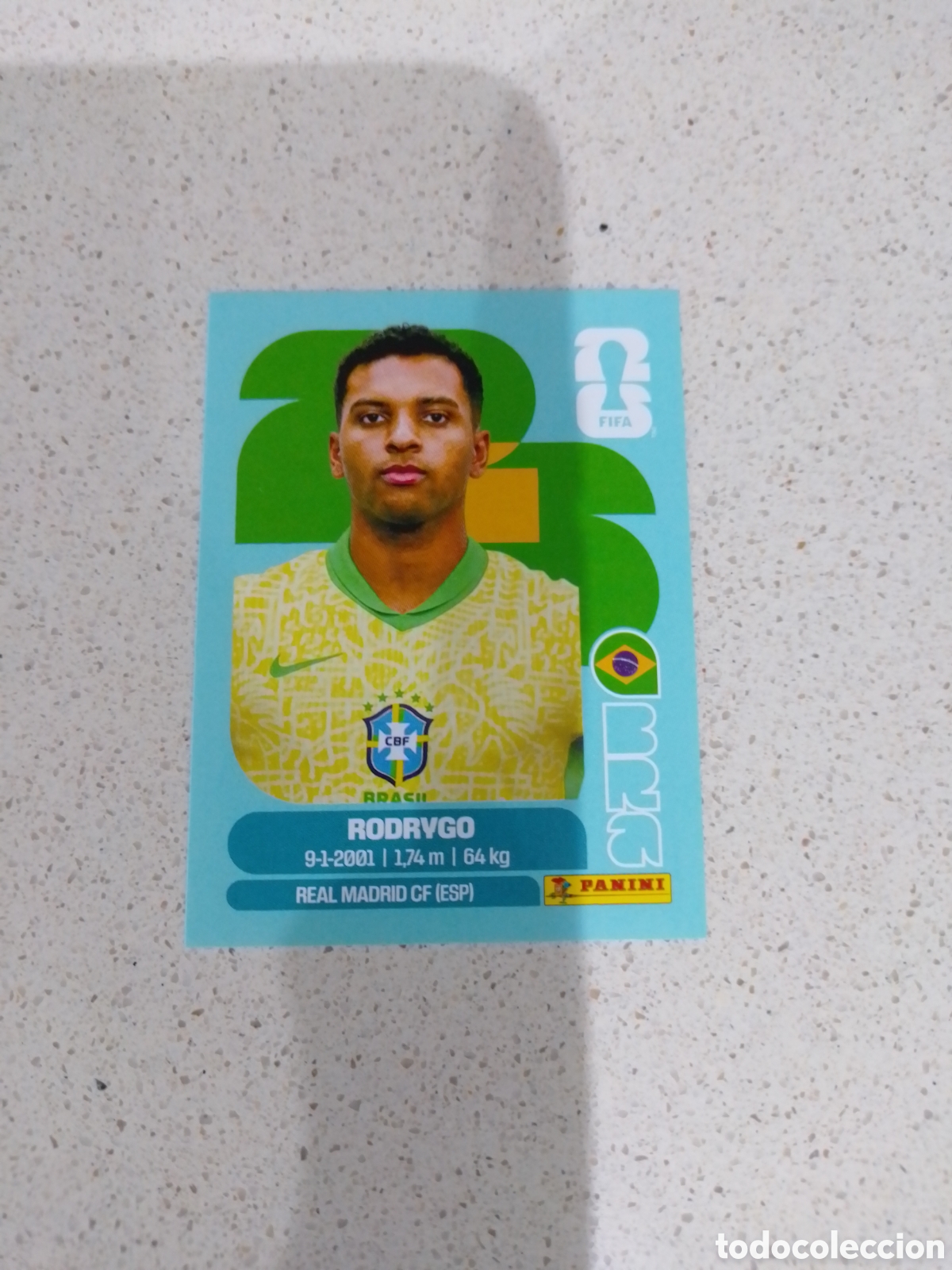 Cromos de F&uacute;tbol: CROMO N&Uacute;MERO 15 RODRYGO BRASIL. MUNDIAL 2026. PANINI.