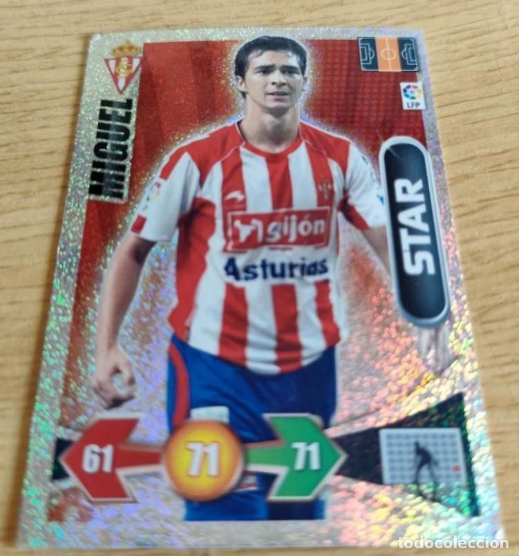 Cromos de F&uacute;tbol: MIGUEL SPORTING DE GIJON STAR BRILLANTINA FINA ADRENALYN XL LIGA 2009 2010 09 10 PANINI