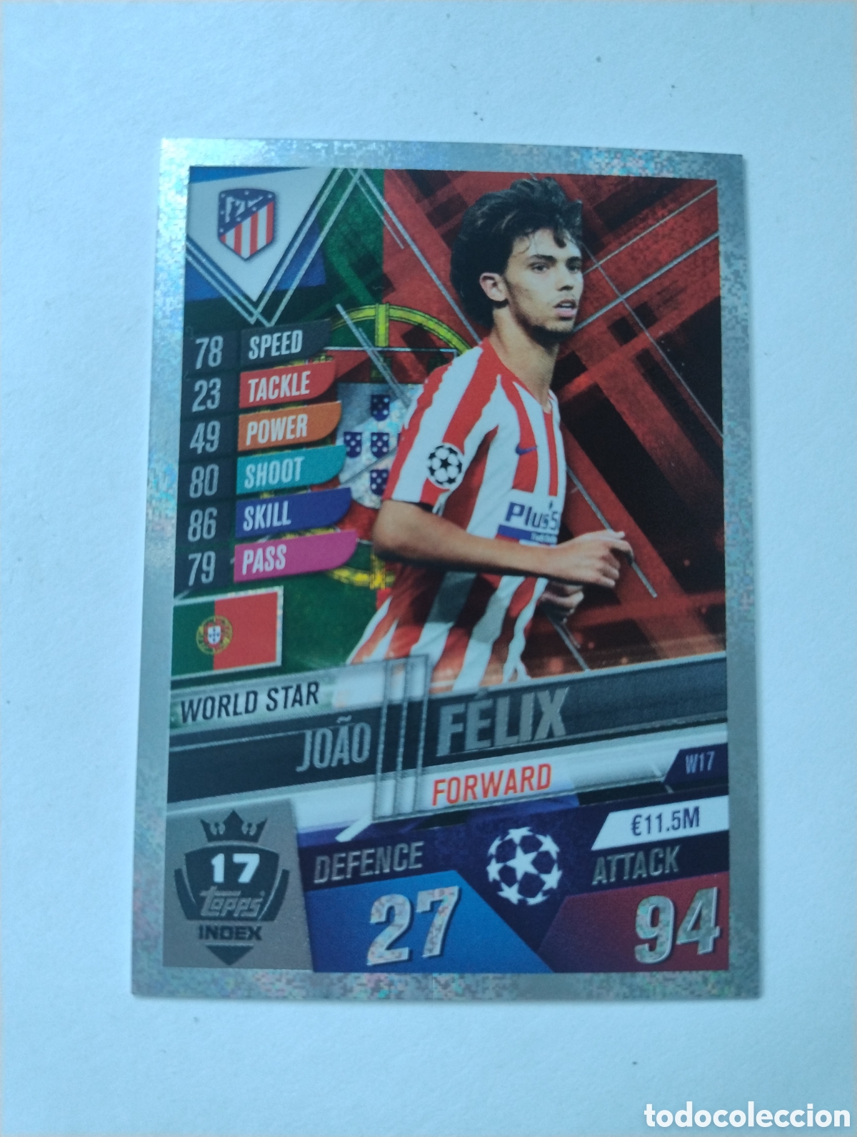 Cromos de F&uacute;tbol: 17 - Joao F&eacute;lix - Atl&eacute;tico de Madrid - Topps Match Attax 101 2019 - 2020