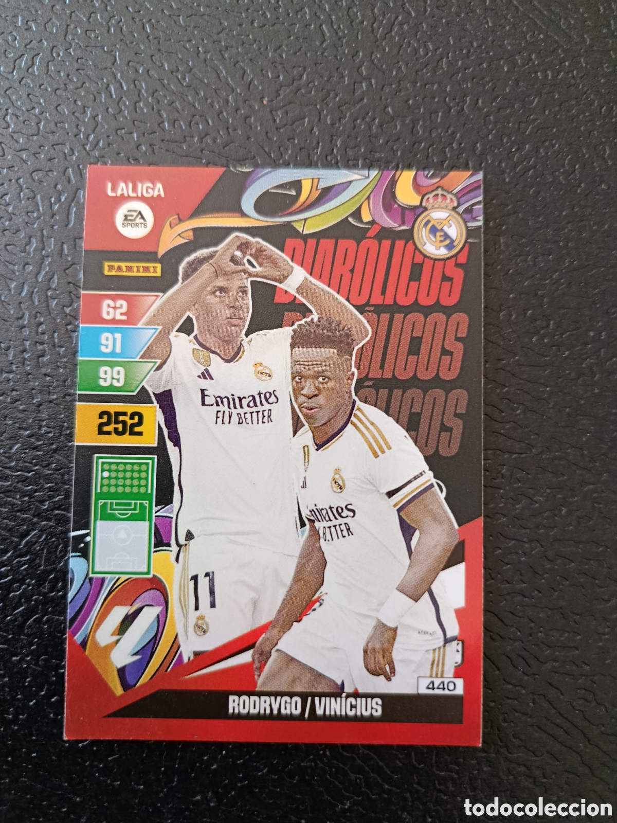 Cromos de F&uacute;tbol: Rodrygo/Vinicius n&deg;440 DIAB&Oacute;LICOS Adrenalyn XL 23/24 Real Madrid