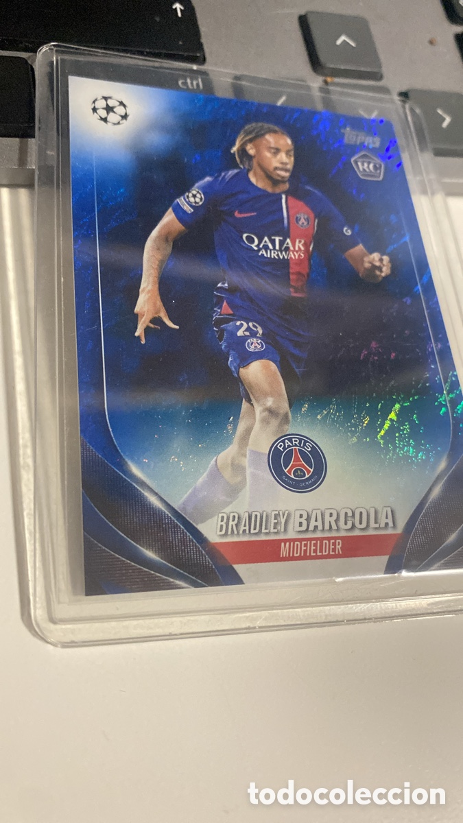 Cromos de F&uacute;tbol: Bradley Barcola - Topps UCC 2023-24, Blue Refractor RC /175.
