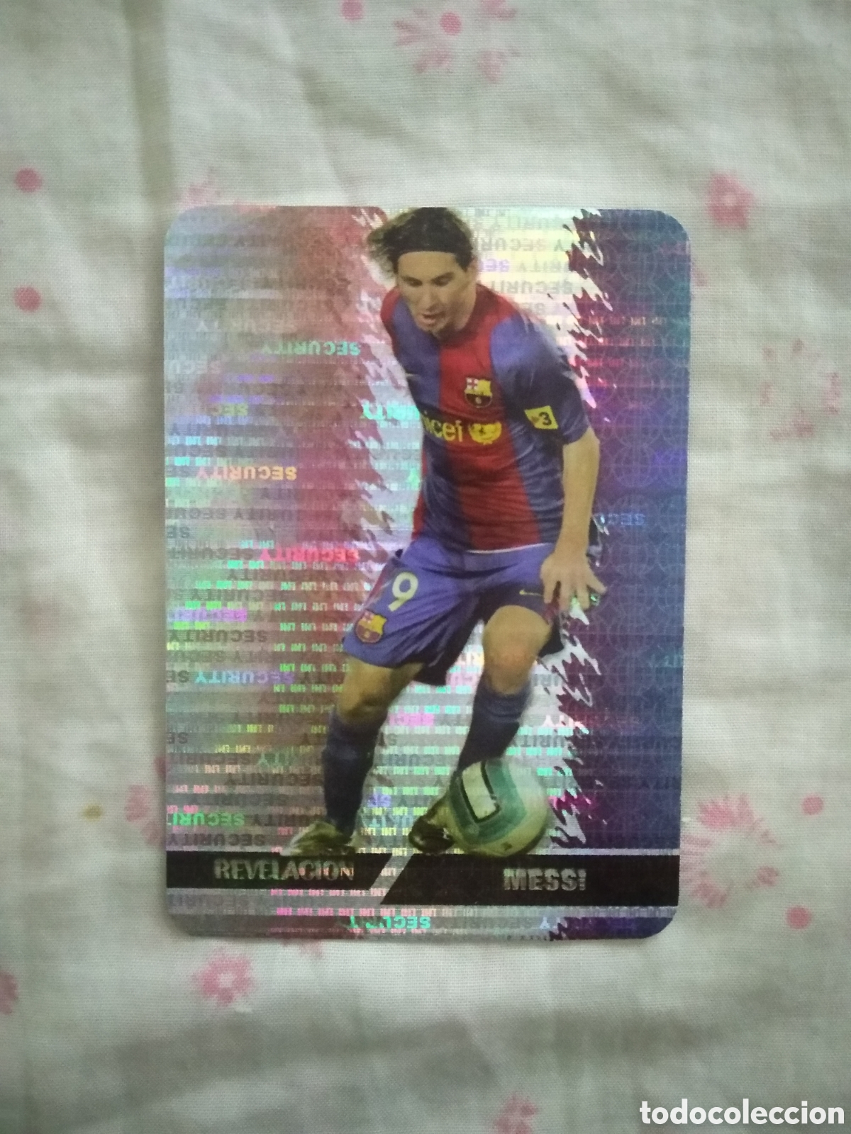 Cromos de f&uacute;tbol: 542 MESSI BARCELONA REVELACI&Oacute;N SECURITY HORIZONTAL INVERTIDO CROMO FICHAS 2007-2008 MUNDICROMO 07-08
