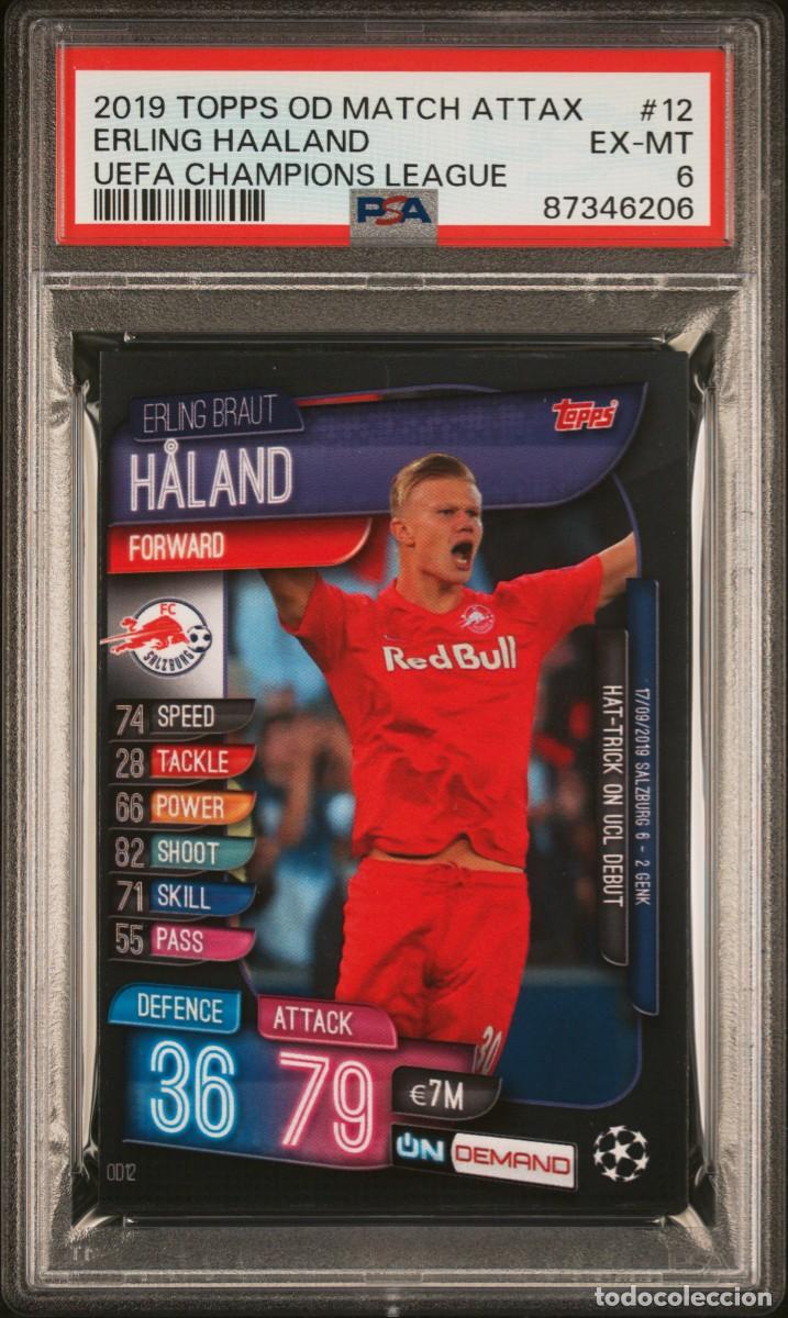 Figurine di Calcio: Erling Haaland 12 FC Salzburg Topps Match Attax UEFA Champions League 2019 PSA 6