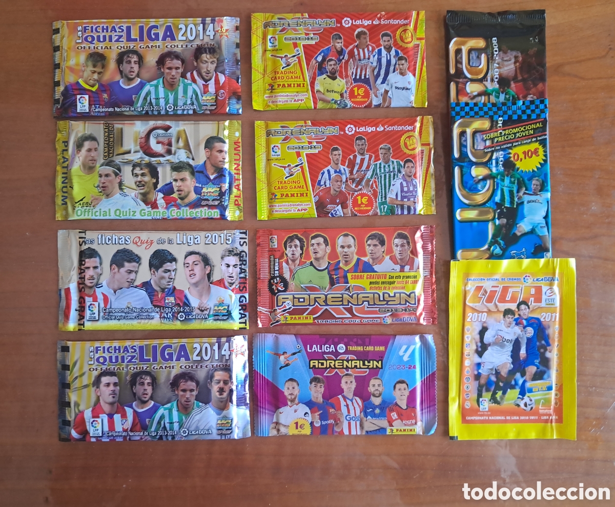 Cromos de F&uacute;tbol: Lote 11 sobres cromos de f&uacute;tbol variados SIN ABRIR