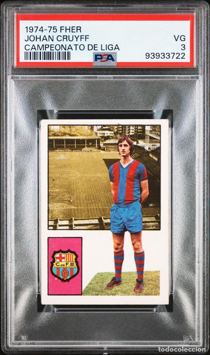 Cromos de F&uacute;tbol: Johan Cruyff FC Barcelona Campeonato Liga Fher 1974 75 PSA 3