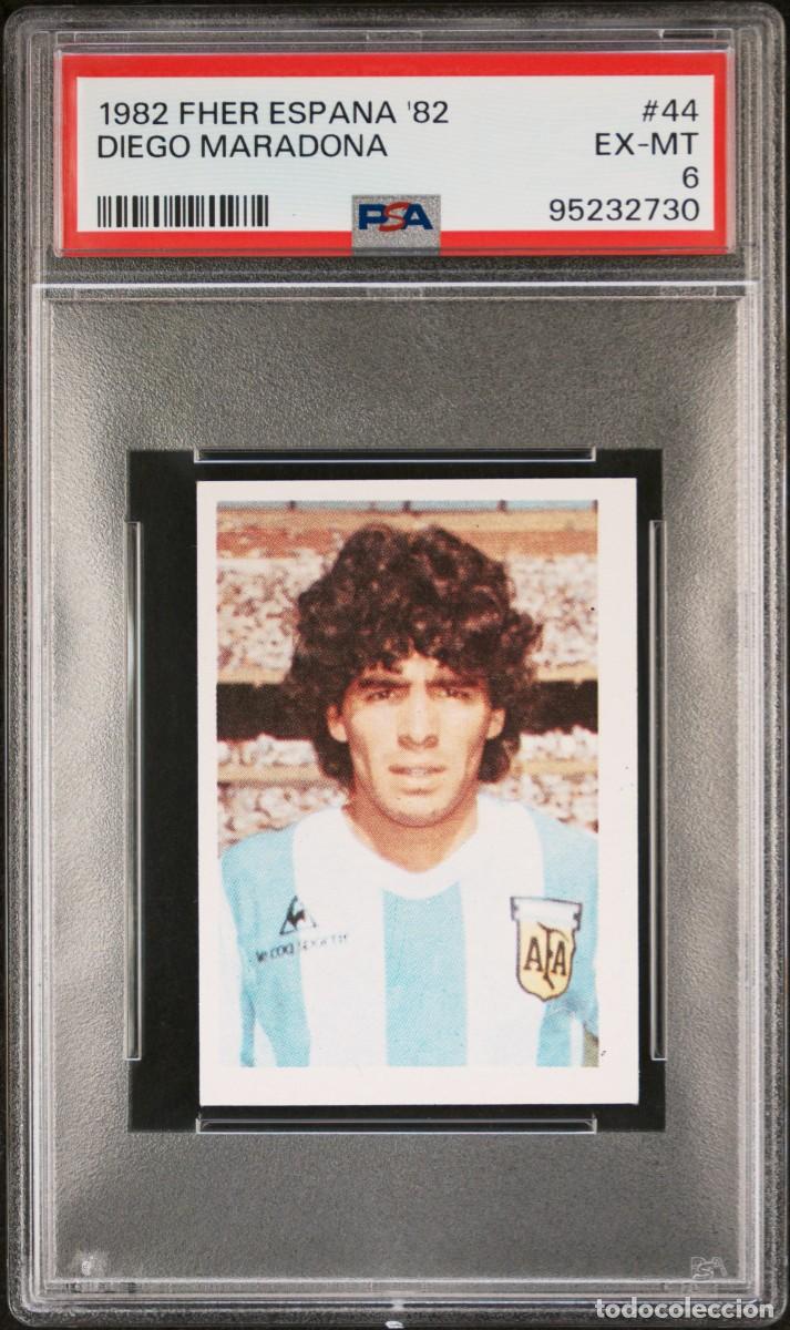Football Stickers: Raro Rookie Diego Maradona #44 Argentina 1982 Fher Espana PSA 6