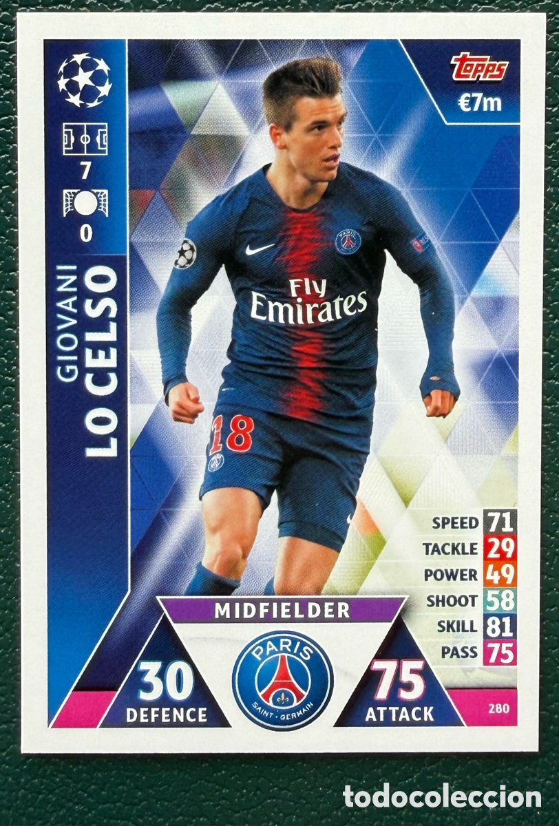 Cartes &agrave; collectionner de Football: 280 LO CELSO PARIS SAINT GERMAIN PSG FICHAS ALBUM MATCH ATTAX CHAMPIONS TOPPS 2018 2019 18 19