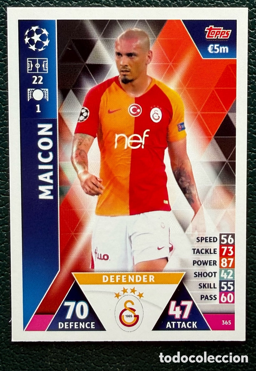 Cartes &agrave; collectionner de Football: 365 MAICON GALATASARAY AS FICHAS ALBUM MATCH ATTAX CHAMPIONS TOPPS 2018 2019 18 19