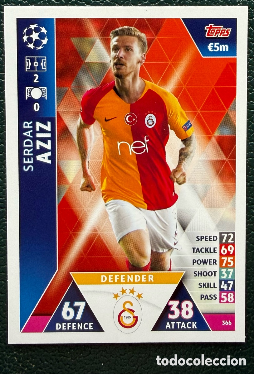 Cartes &agrave; collectionner de Football: 366 SERDAR AZIZ GALATASARAY AS FICHAS ALBUM MATCH ATTAX CHAMPIONS TOPPS 2018 2019 18 19