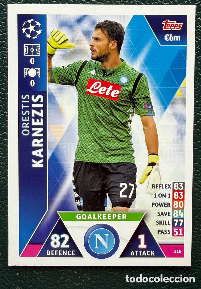Fu&szlig;ball-Sticker: 218 ORESTIS KARNEZIS SSC NAPOLI NAPOLES FICHAS ALBUM MATCH ATTAX CHAMPIONS TOPPS 2018 2019 18 19