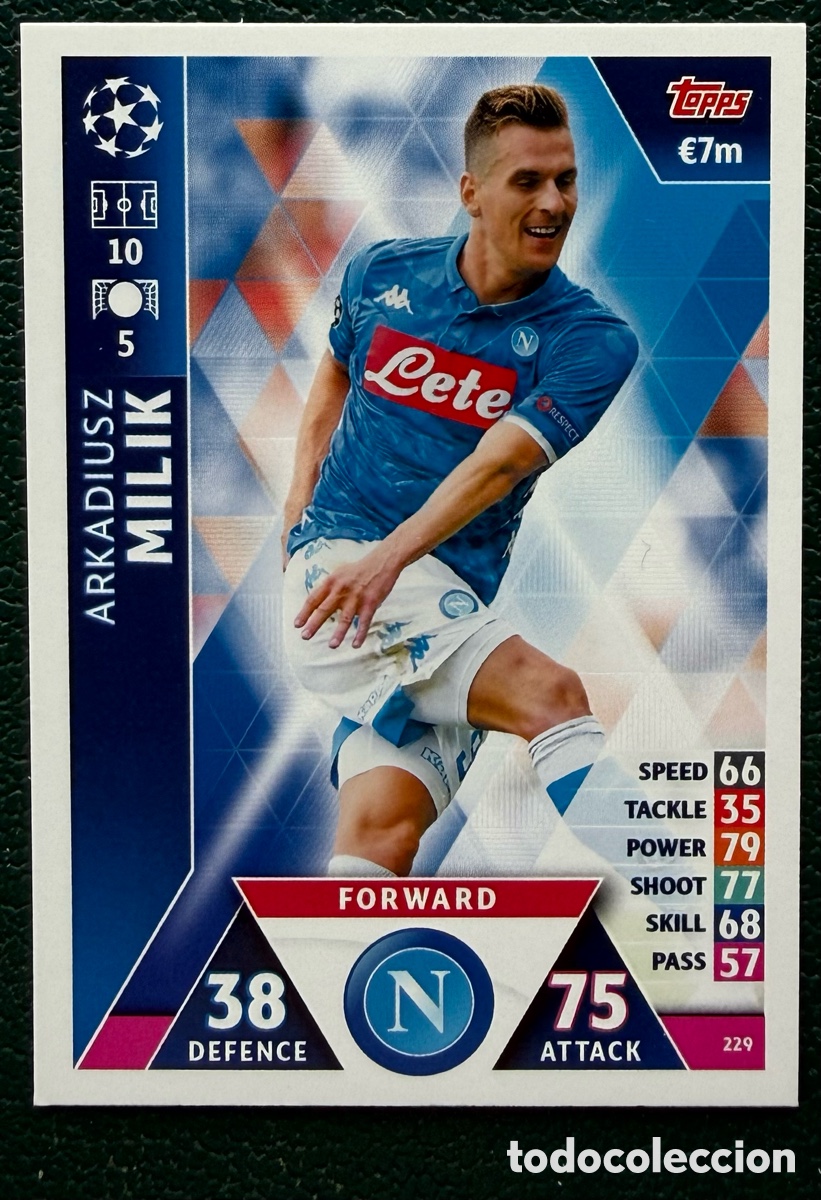 Fu&szlig;ball-Sticker: 229 ARKADIUSZ MILIK SSC NAPOLI NAPOLES FICHAS ALBUM MATCH ATTAX CHAMPIONS TOPPS 2018 2019 18 19