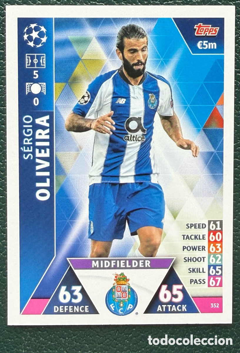 Fu&szlig;ball-Sticker: 352 SERGIO OLIVEIRA FC PORTO FICHAS ALBUM MATCH ATTAX CHAMPIONS TOPPS 2018 2019 18 19