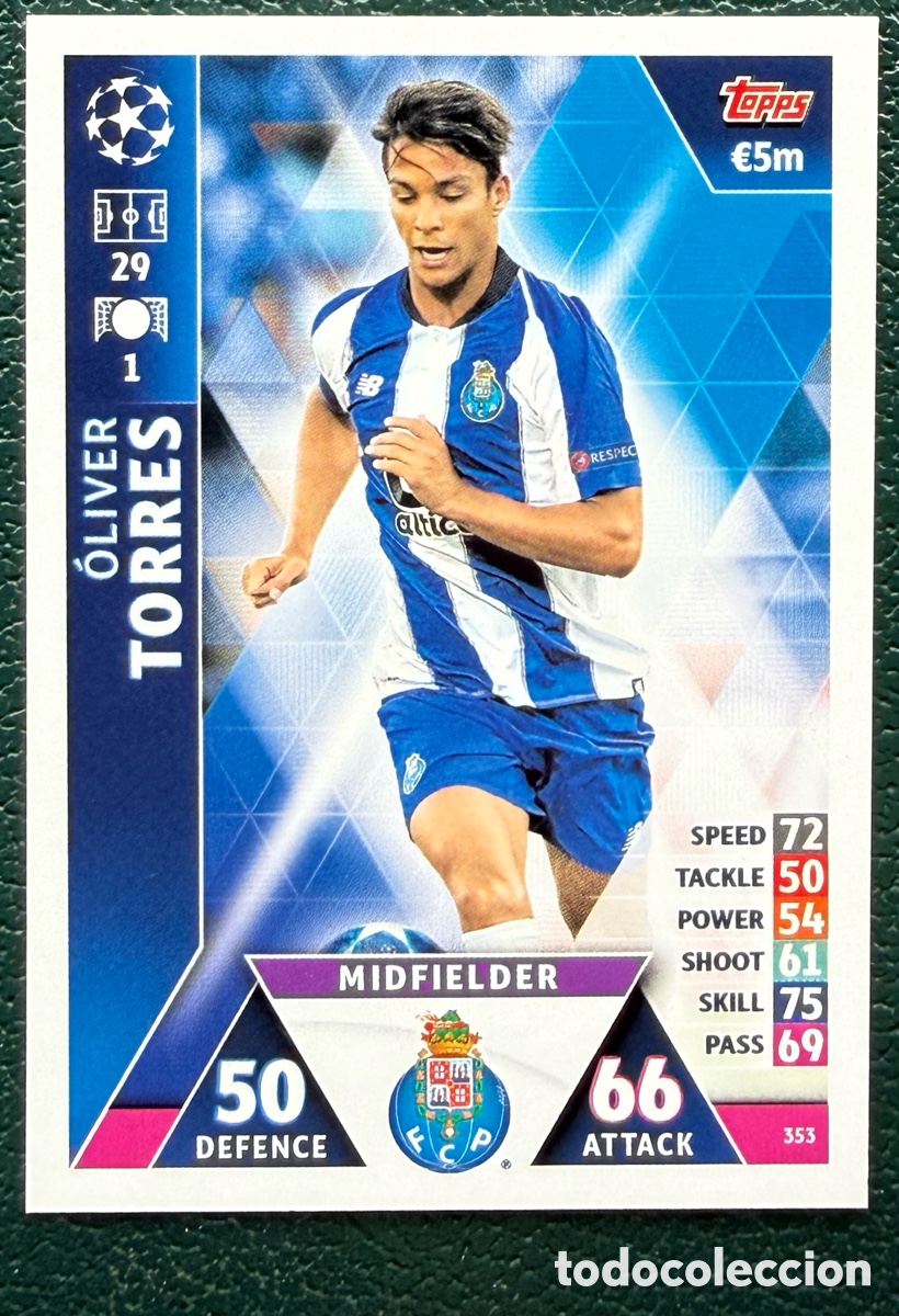 Cromos de F&uacute;tbol: 353 OLIVER TORRES FC PORTO FICHAS ALBUM MATCH ATTAX CHAMPIONS TOPPS 2018 2019 18 19