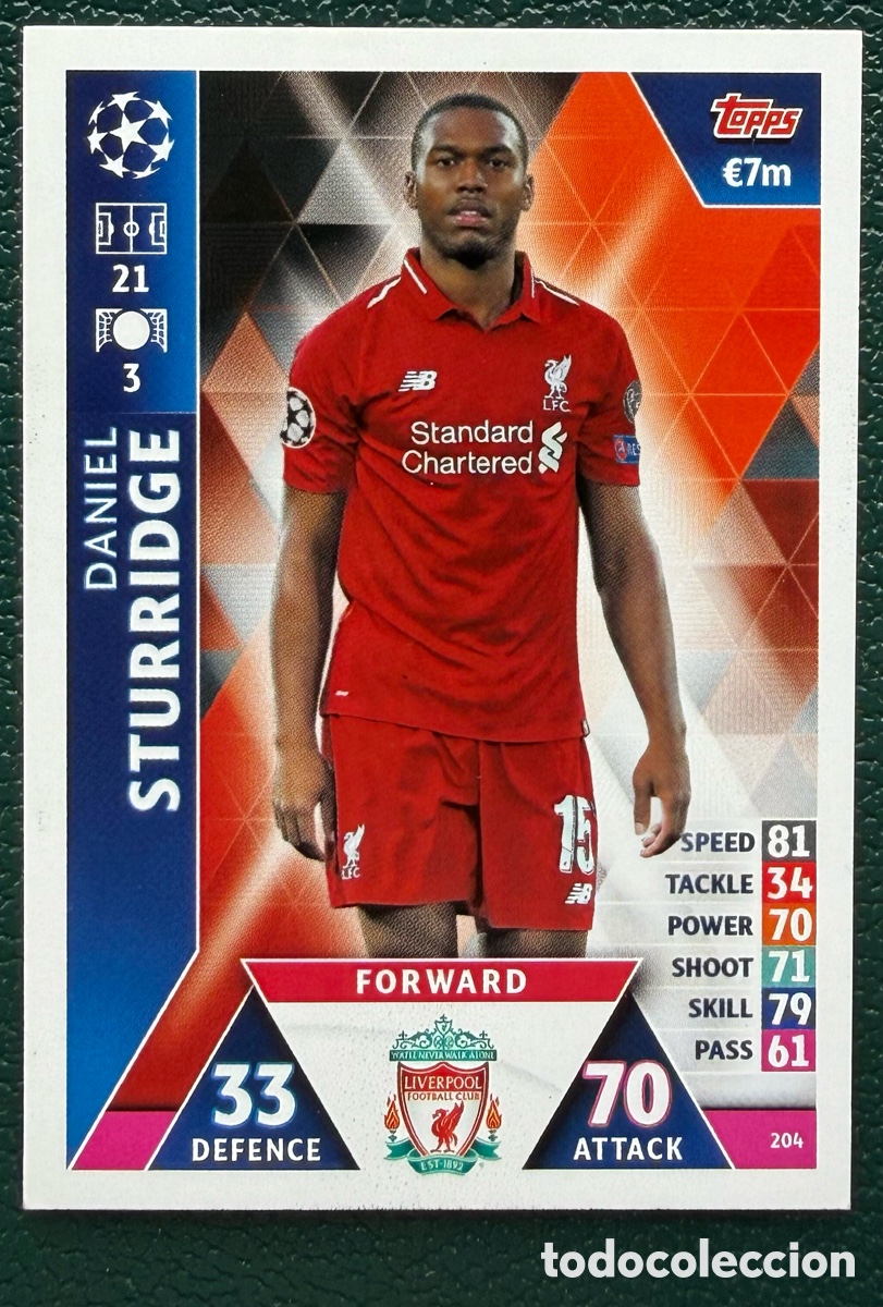 Football Stickers: 204 DANIEL STURRIDGE LIVERPOOL FC FICHAS ALBUM MATCH ATTAX CHAMPIONS TOPPS 2018 2019 18 19