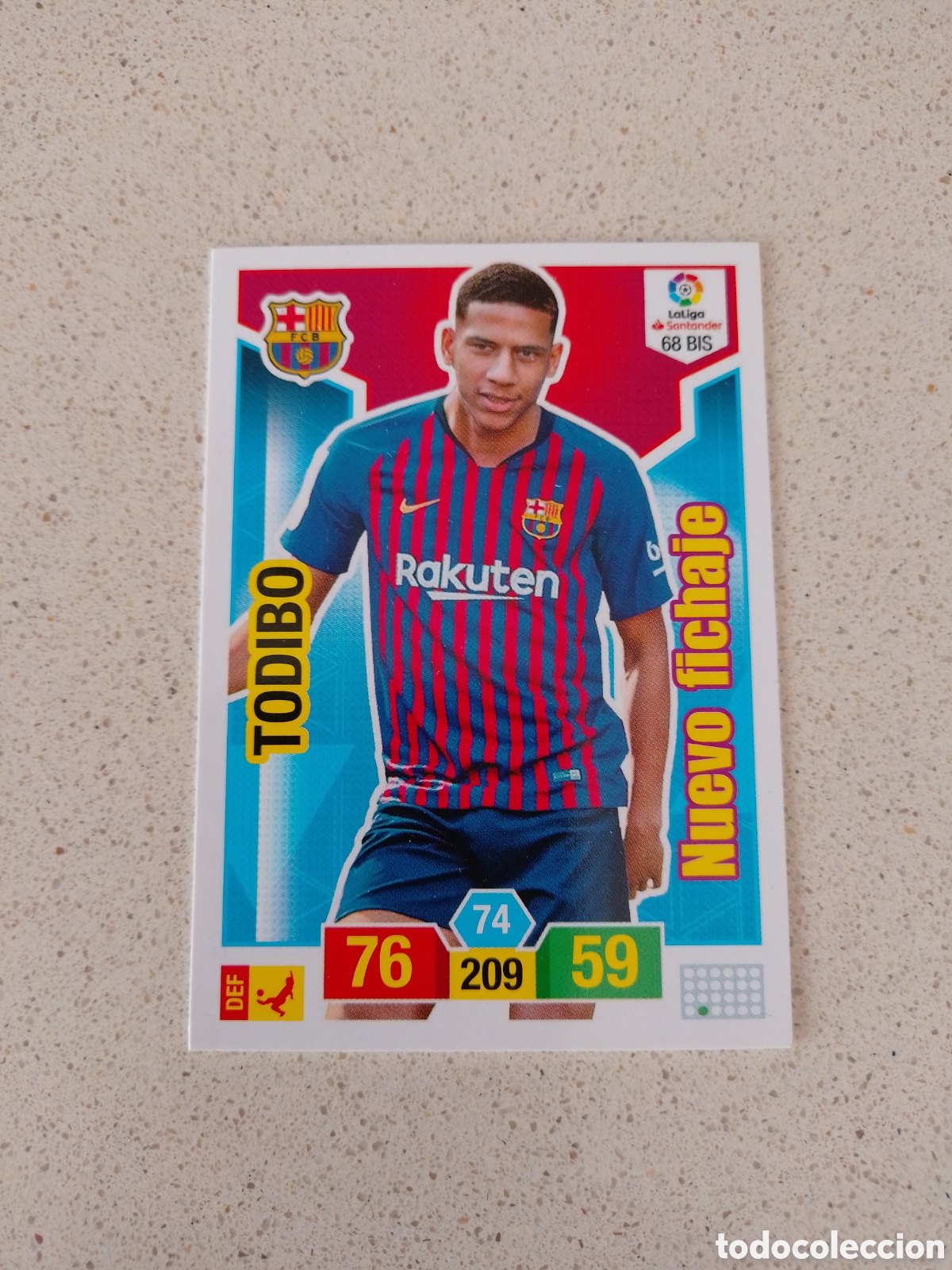 Cromos de F&uacute;tbol: CARTA N&Uacute;MERO 68 BIS NUEVO FICHAJE MERCADO INVIERNO TODIBO FC BARCELONA. ADRENALYN XL 18/19. PANINI.