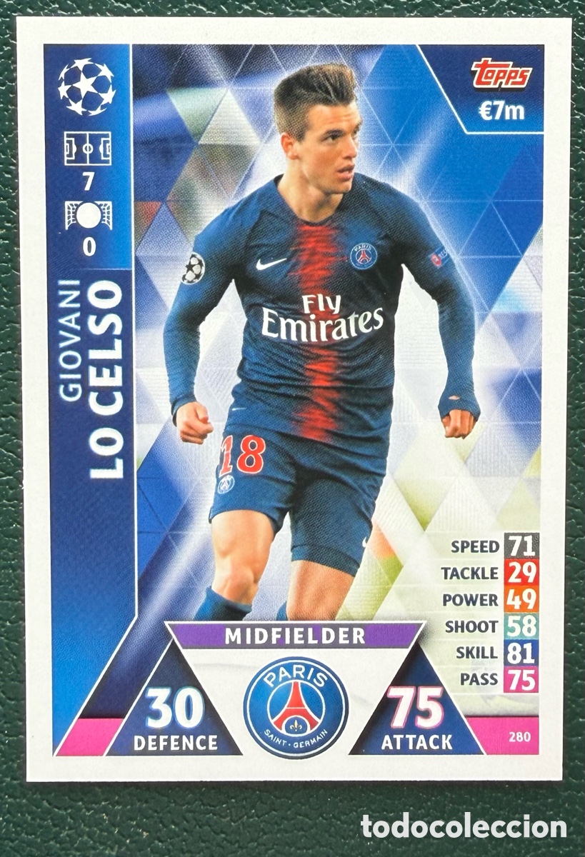 Cartes &agrave; collectionner de Football: 280 LO CELSO PARIS SAINT GERMAIN PSG FICHAS ALBUM MATCH ATTAX CHAMPIONS TOPPS 2018 2019 18 19