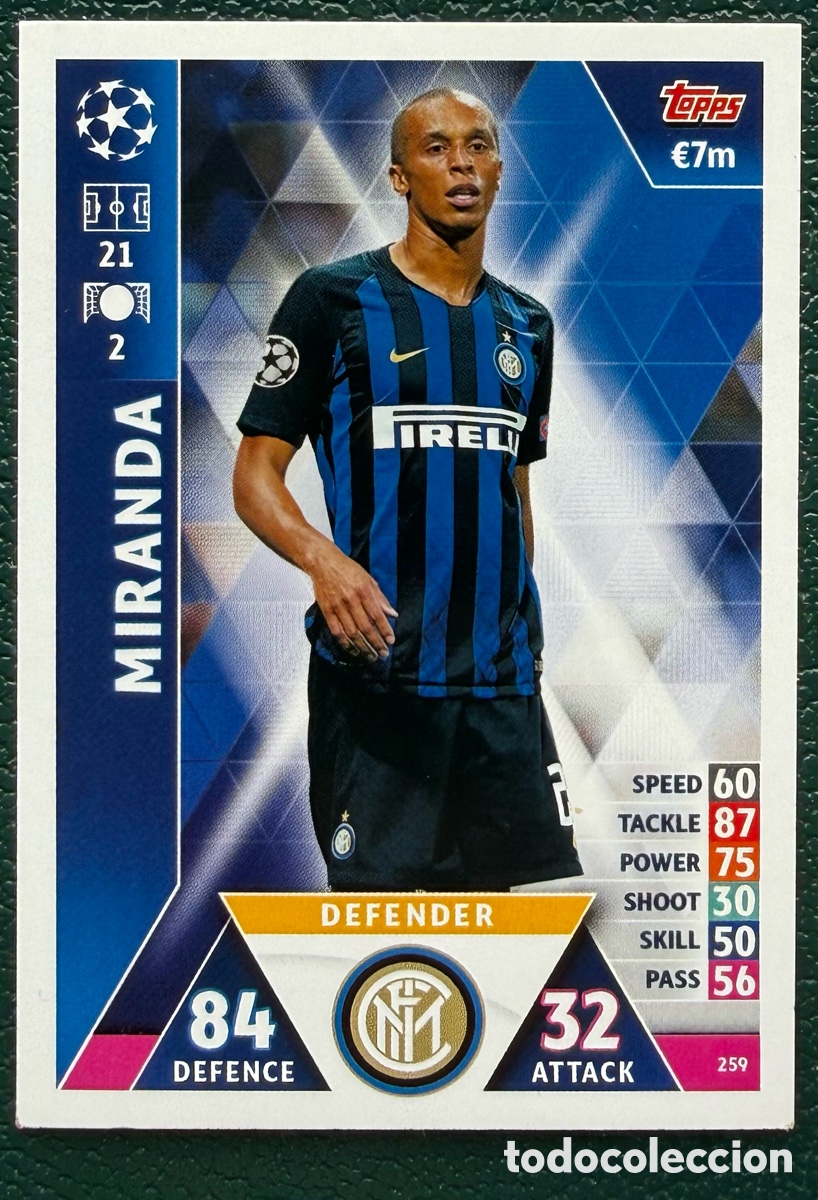 Football Stickers: 259 MIRANDA INTER DE MILAN FICHAS ALBUM MATCH ATTAX CHAMPIONS TOPPS 2018 2019 18 19
