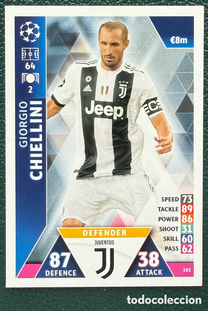 Football Stickers: 383 GIORGIO CHIELLINI JUVENTUS FICHAS ALBUM MATCH ATTAX CHAMPIONS TOPPS 2018 2019 18 19