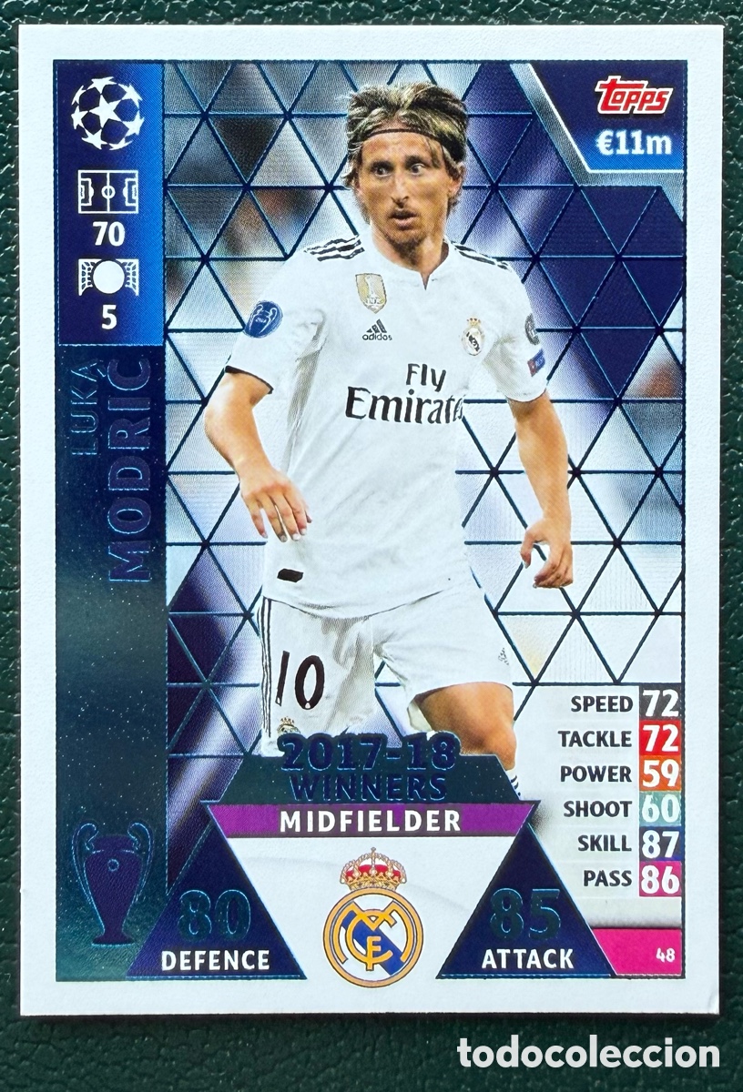 Cromos de F&uacute;tbol: 48 LUKA MODRIC REAL MADRID FICHAS ALBUM MATCH ATTAX CHAMPIONS TOPPS 2018 2019 18 19