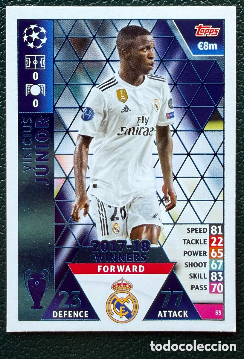 Cromos de F&uacute;tbol: 53 VINICIUS JUNIOR REAL MADRID FICHAS ALBUM MATCH ATTAX CHAMPIONS TOPPS 2018 2019 18 19