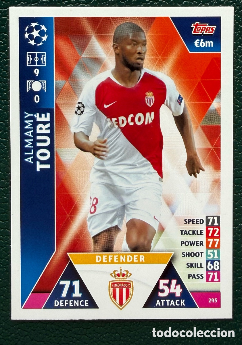 Cartes &agrave; collectionner de Football: 295 ALMAMY TOURE AS MONACO FICHAS ALBUM MATCH ATTAX CHAMPIONS TOPPS 2018 2019 18 19