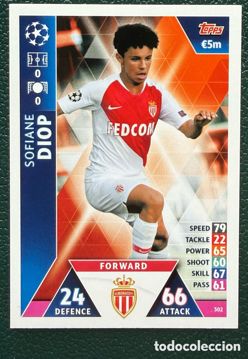 Cartes &agrave; collectionner de Football: 302 SOFIANE DIOP AS MONACO FICHAS ALBUM MATCH ATTAX CHAMPIONS TOPPS 2018 2019 18 19